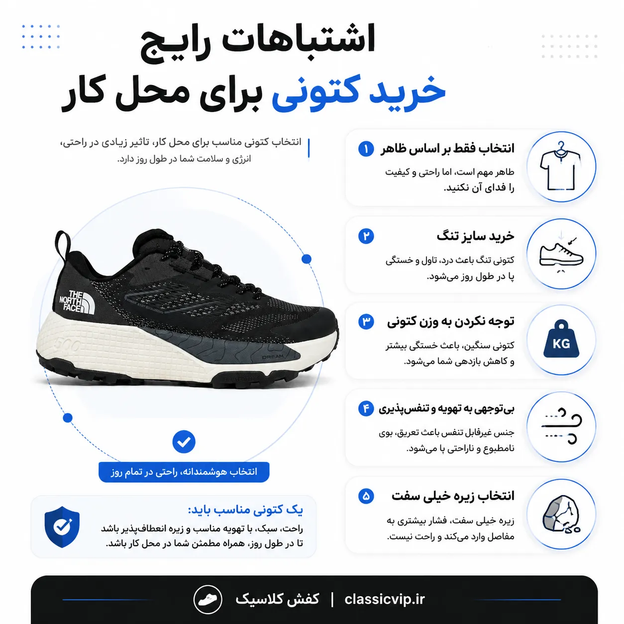 اشتباهات رایج خرید کتونی برای محل کار